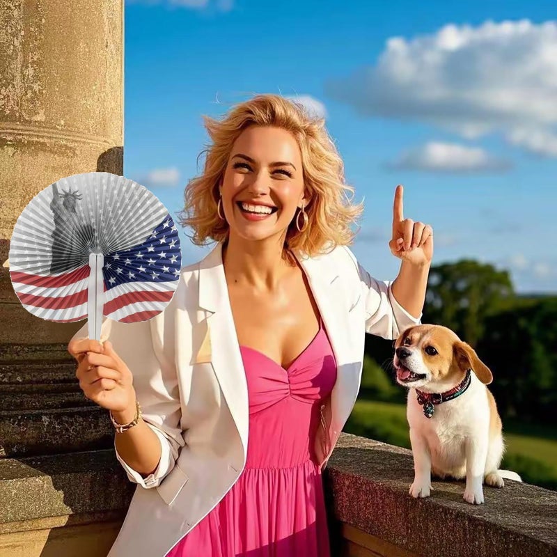 Bestage 20 Pack Paper Folding Hand Fans,Decoration Stars & Stripes July 4th Patriotic Themed American Flag Bulk Foldable Handheld Party Fans for Birthday Wedding Graduation Events Accessories - Image 5